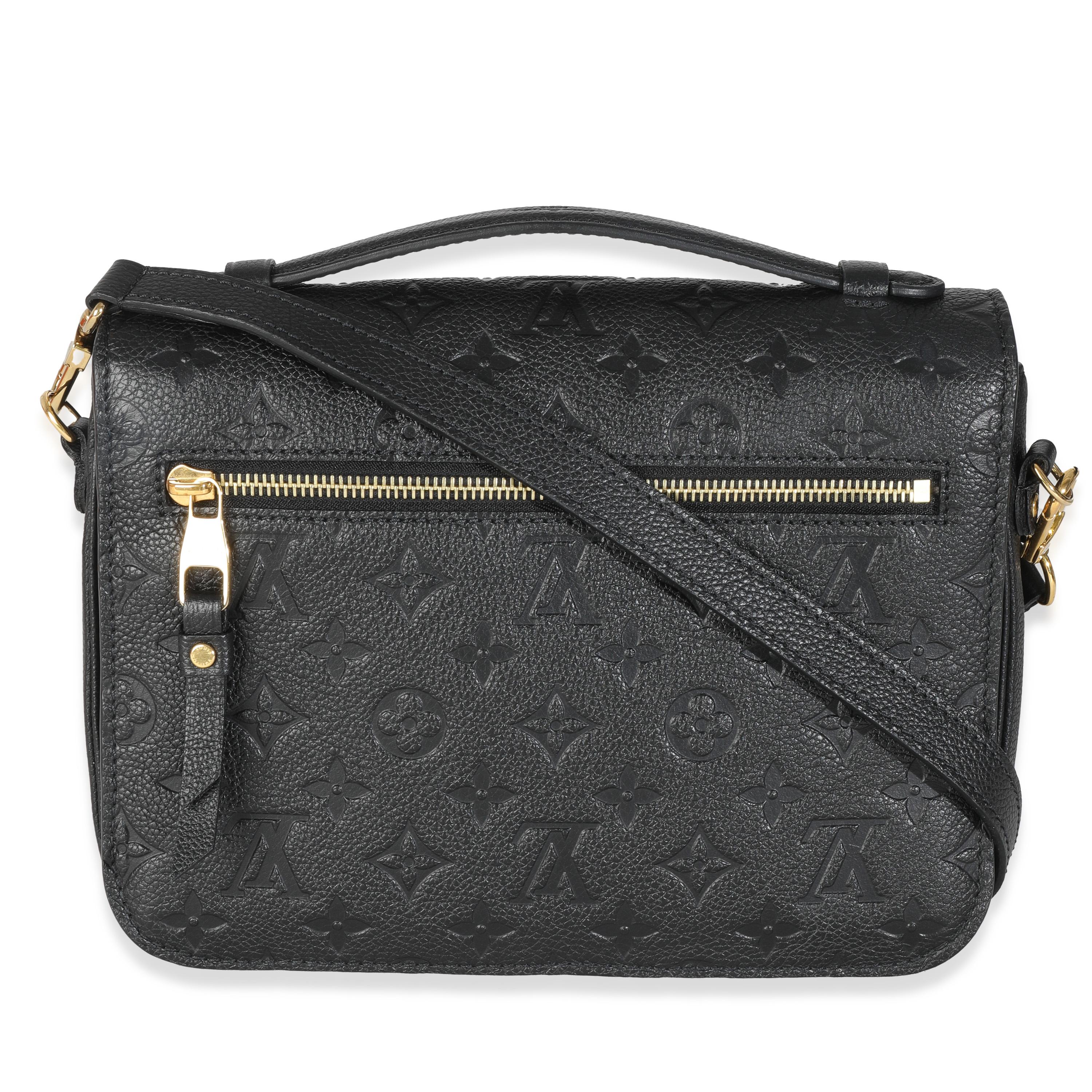 Listing Title: Louis Vuitton Black Monogram Empreinte Pochette Metis
SKU: Z147001
MSRP: 2940.00 USD
Condition: Pre-owned 
Handbag Condition: Excellent
Condition Comments: Item is in excellent condition and displays light signs of wear. Faint corner
