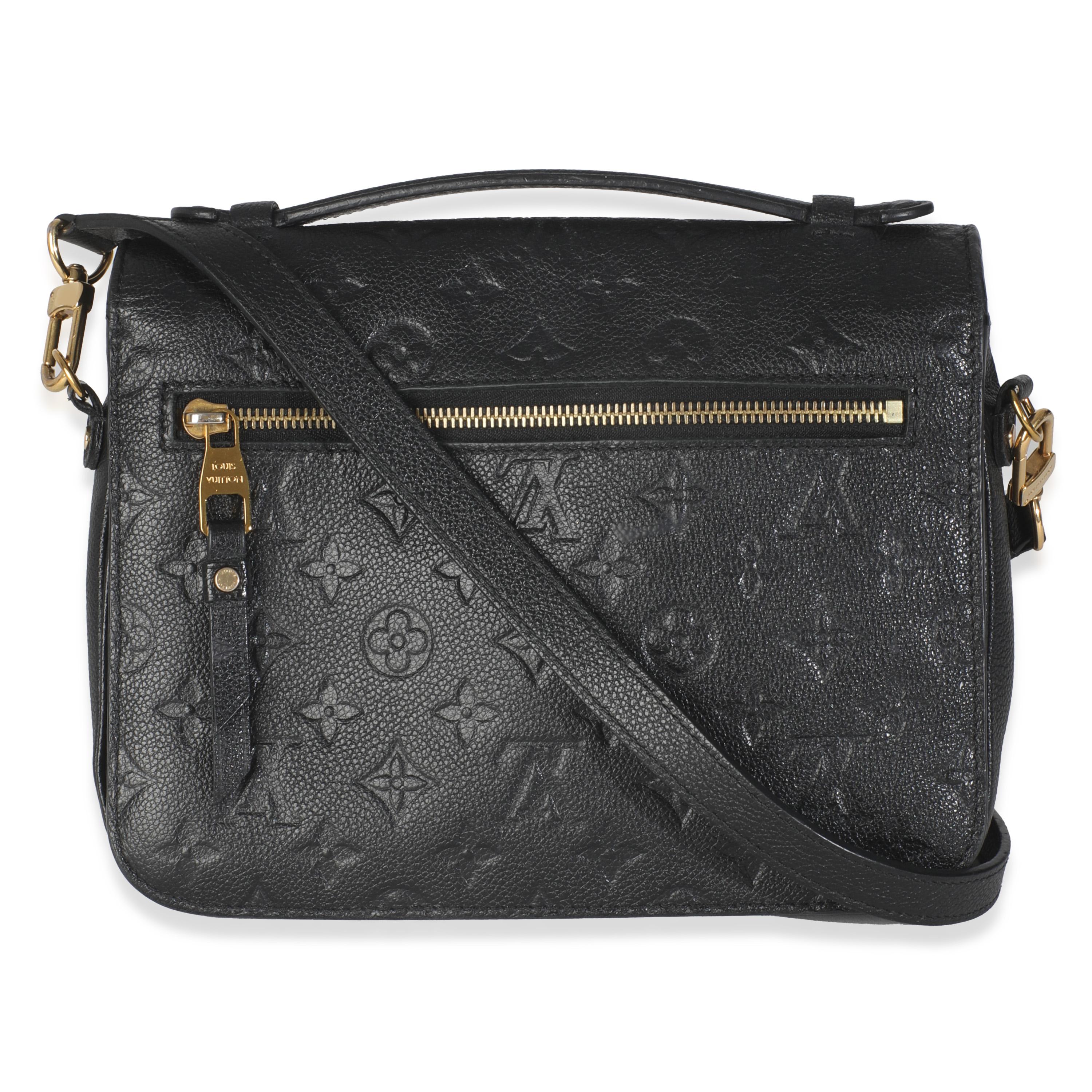 Listing Title: Louis Vuitton Black Monogram Empreinte Pochette Metis
SKU: 145904
Condition: Pre-owned 
Handbag Condition: Fair
Condition Comments: Item is in fair condition with prominent signs of wear.  Extensive exterior cracking and peeling along