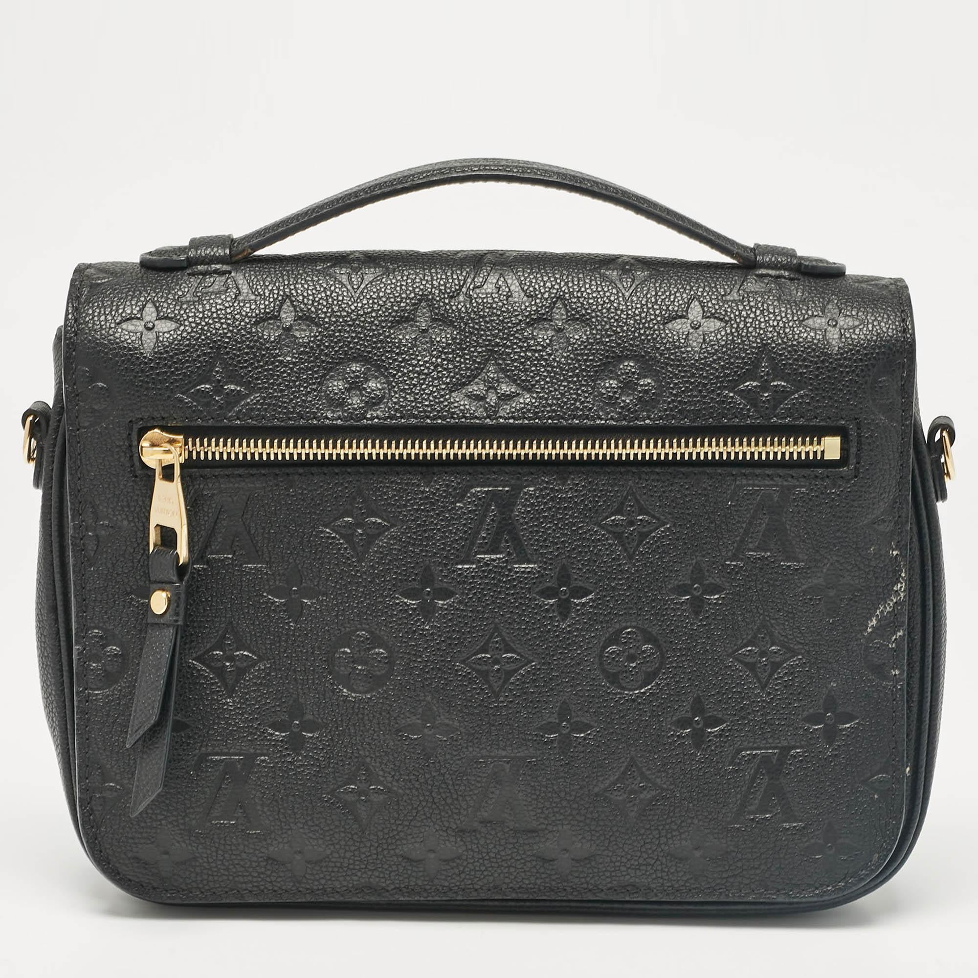 Women's Louis Vuitton Black Monogram Empreinte Pochette Metis Shoulder Bag