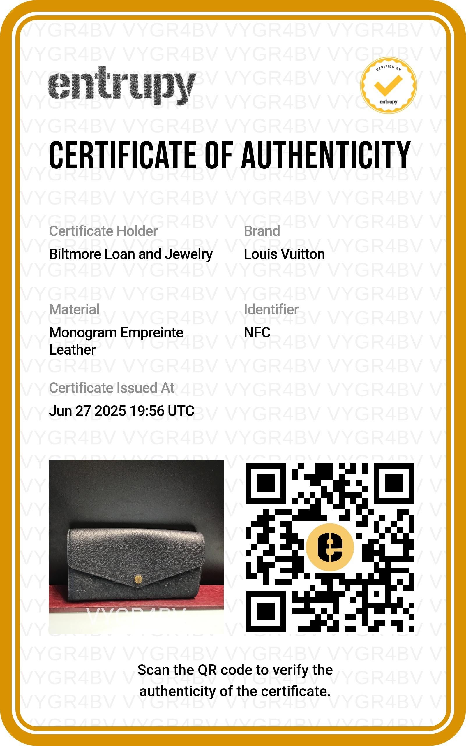 Louis Vuitton Portefeuille Sarah Empreinte Monogram noir NM en vente 5