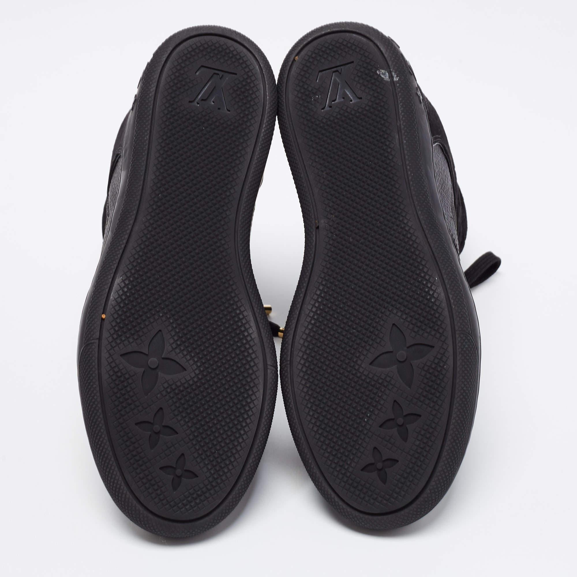 Louis Vuitton Black Monogram Empreinte Suede High Top Sneakers Size 36 5