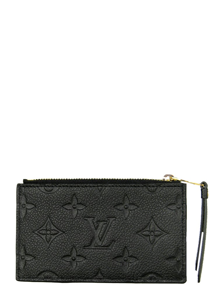 Louis Vuitton Black Monogram Empreinte Zipped Card Holder NM Wallet In Excellent Condition For Sale In New York, NY