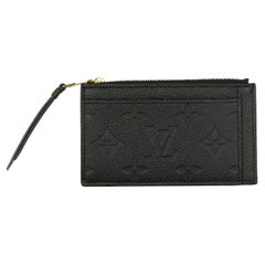 Louis Vuitton Black Monogram Empreinte Zipped Card Holder NM Wallet