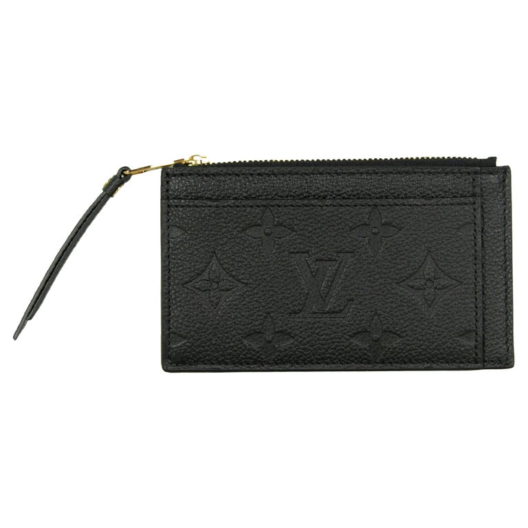 Louis Vuitton Black Monogram Empreinte Zipped Card Holder NM Wallet For Sale