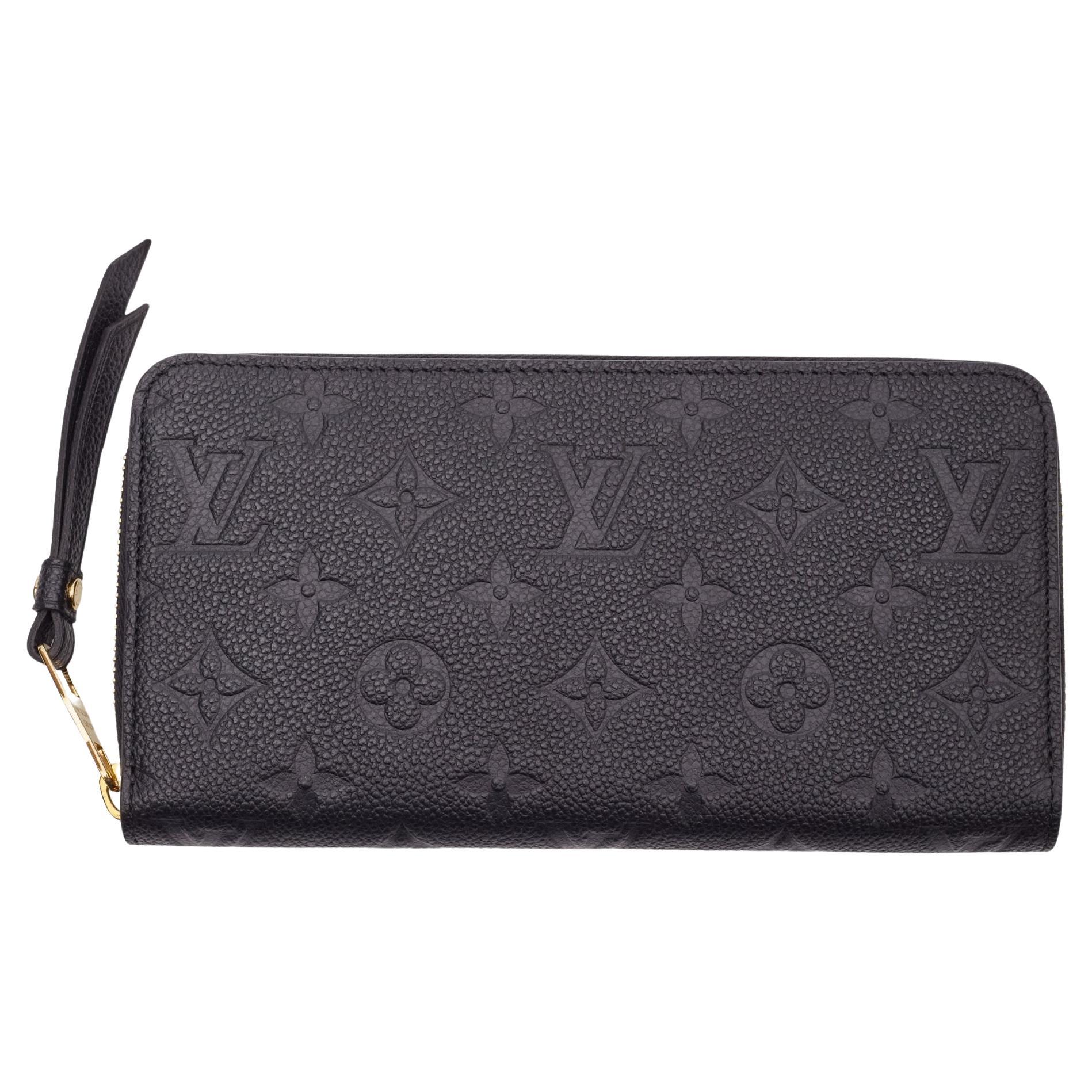 Louis Vuitton Black Monogram Empreinte Zippy Wallet For Sale