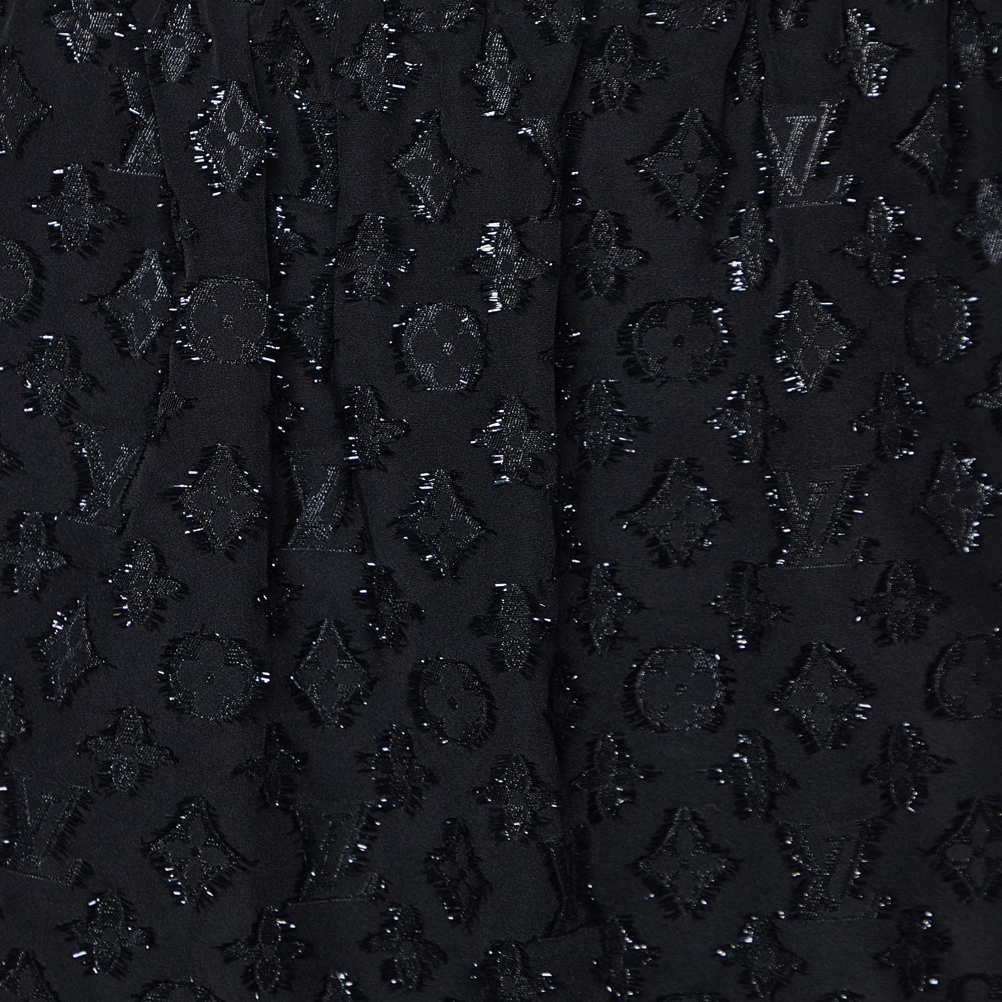 Louis Vuitton Black Monogram Fil Coupé Wrap Skirt M In Excellent Condition In Dubai, Al Qouz 2