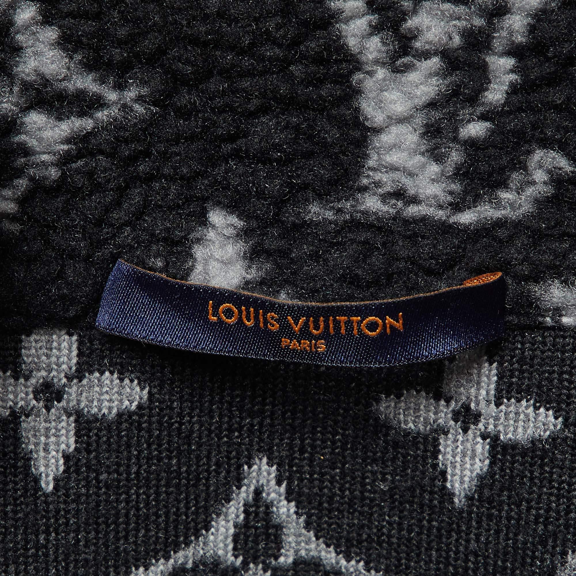 Men's Louis Vuitton Black Monogram Fleece Zip-Up Teddy Jacket L