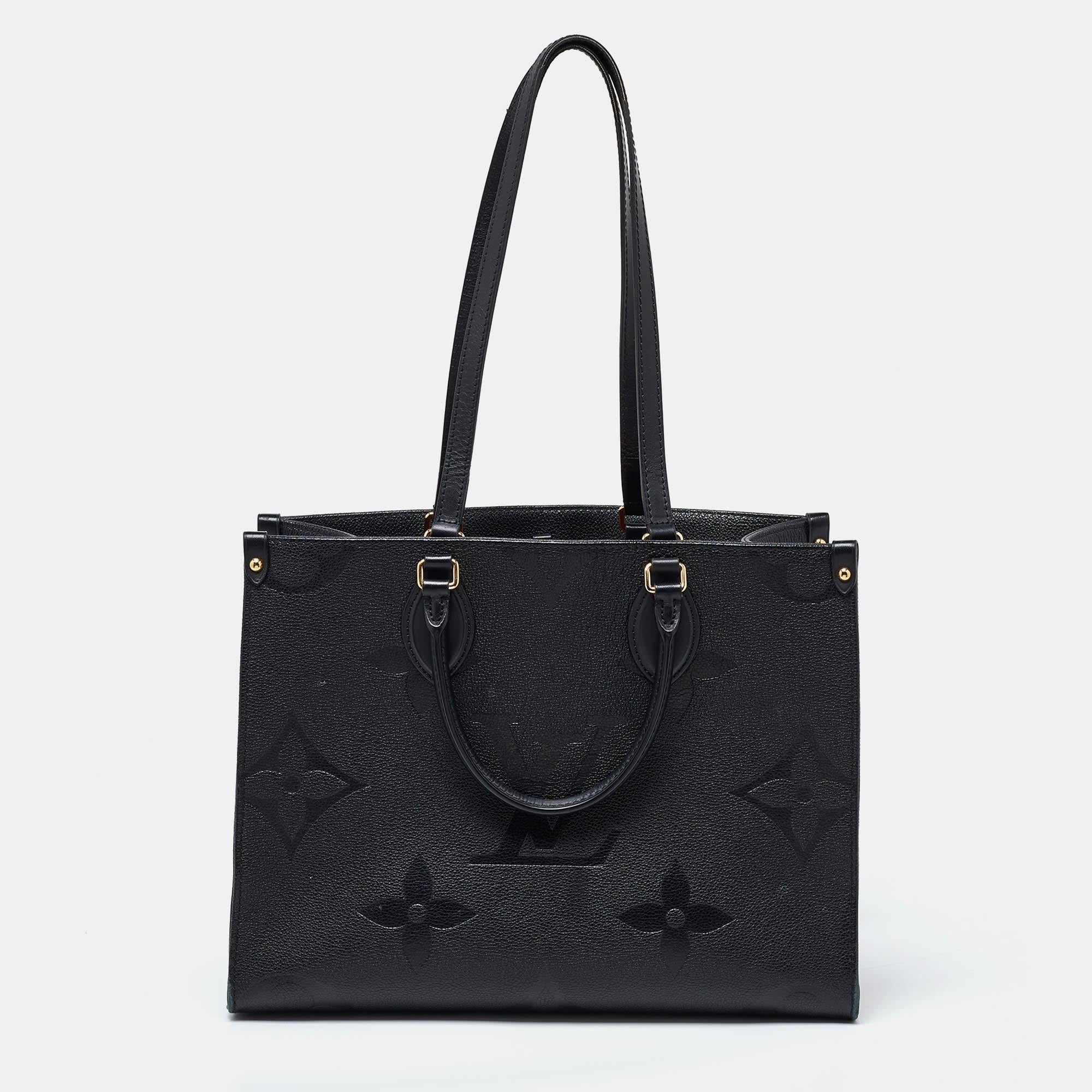 Women's Louis Vuitton Black Monogram Giant Empreinte Leather Onthego MM Bag For Sale