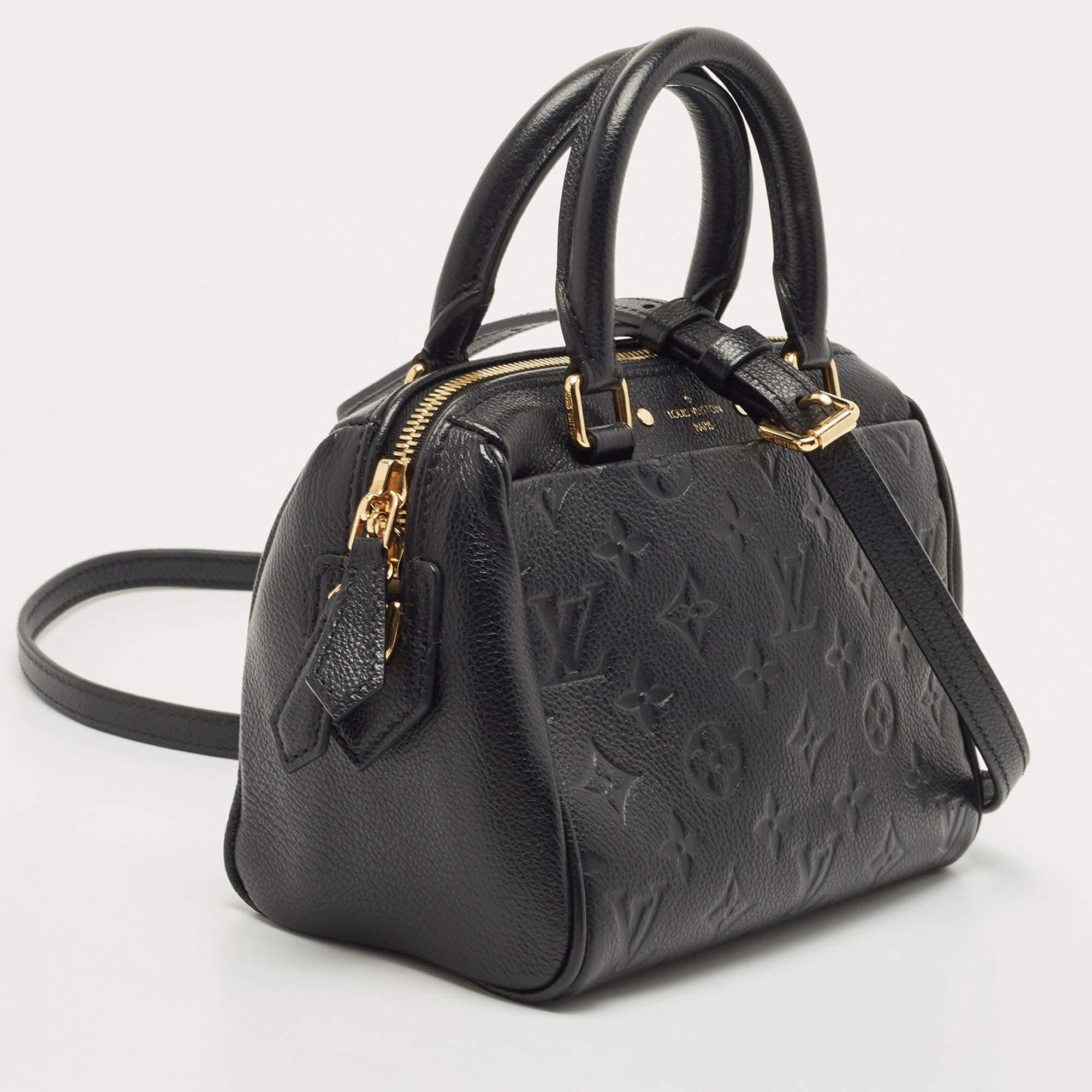 Women's Louis Vuitton Black Monogram Impreinte Leather Speedy 20 Bandouliere Bag