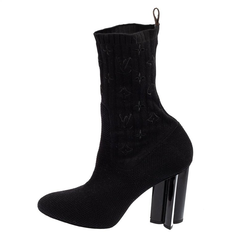Louis Vuitton Black Monogram Knit Fabric Silhouette Ankle Boots Size 40 at  1stDibs