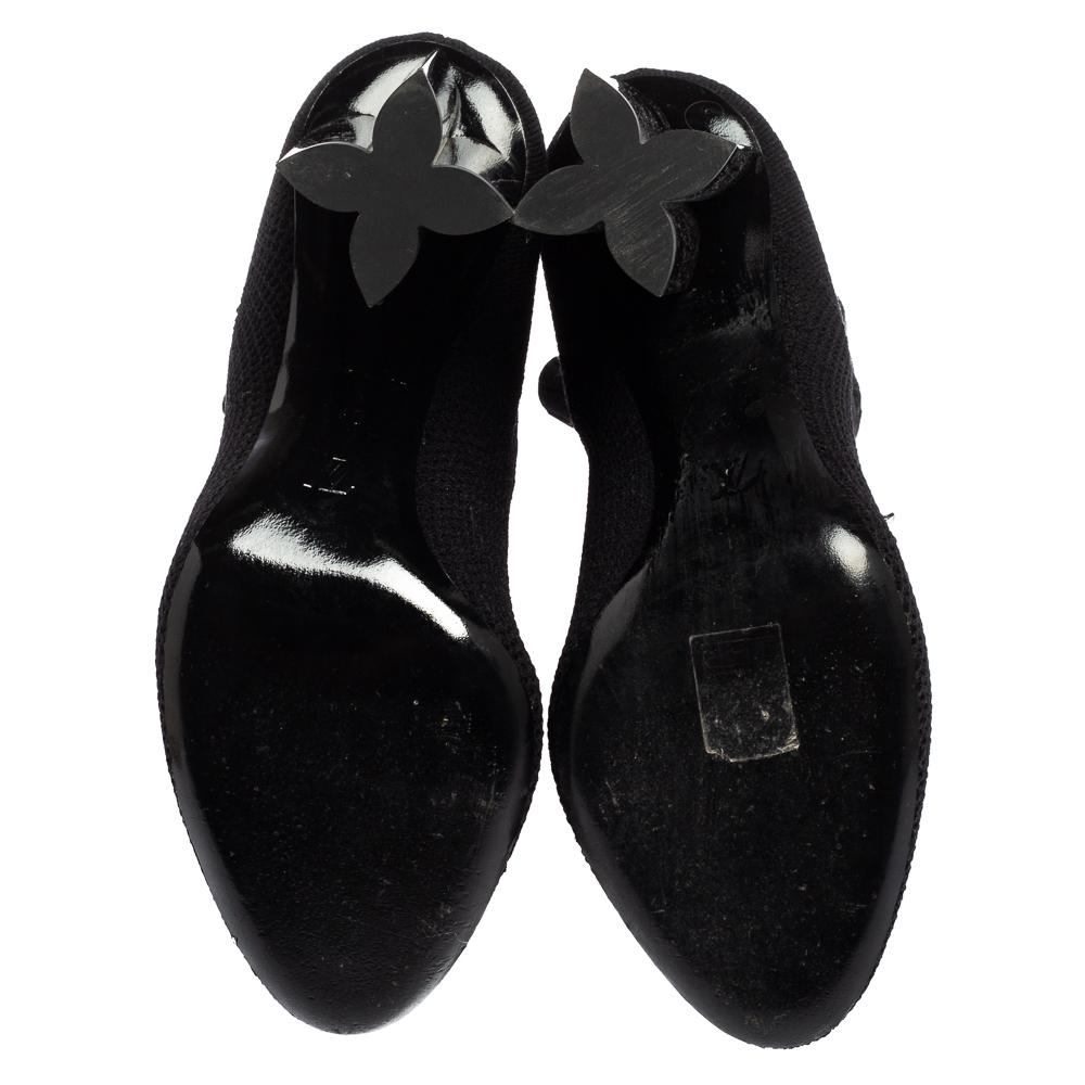 Louis Vuitton Black Monogram Knit Fabric Silhouette Ankle Boots Size 40 1