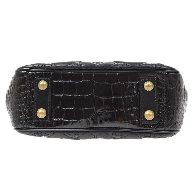 LOUIS VUITTON Borsa mini a manico alto in pelle di alligatore monogram nera In condizioni buone in vendita a Chicago, IL