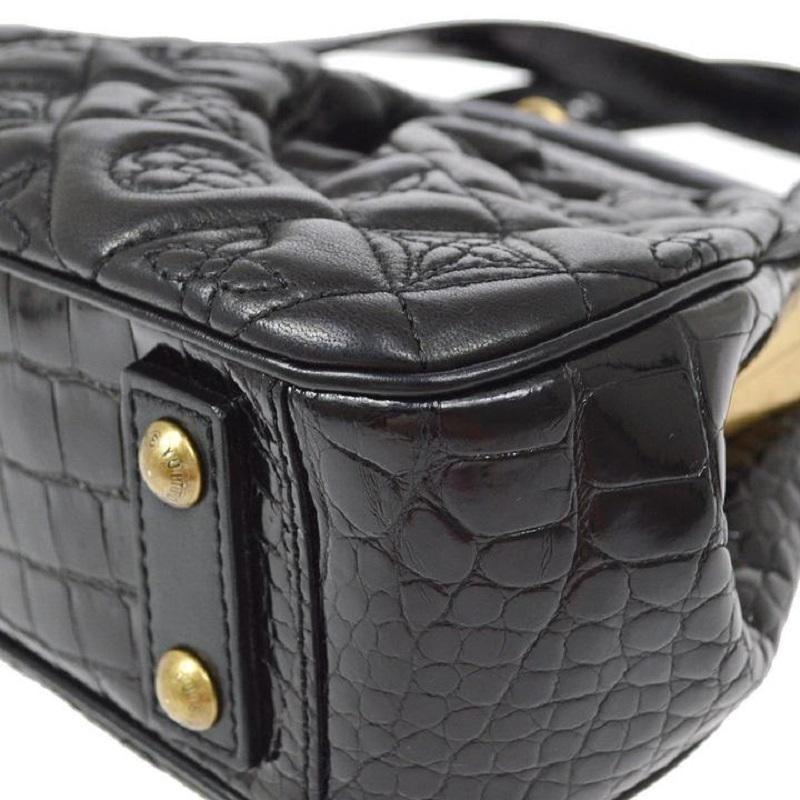 Donna LOUIS VUITTON Borsa mini a manico alto in pelle di alligatore monogram nera in vendita