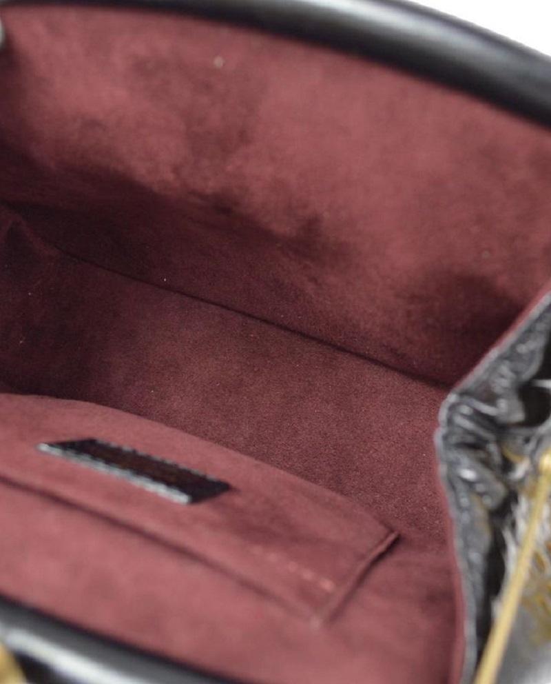 LOUIS VUITTON Borsa mini a manico alto in pelle di alligatore monogram nera in vendita 1
