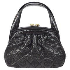 LOUIS VUITTON Black Monogram Leather Alligator Exotic Mini Top Handle Bag