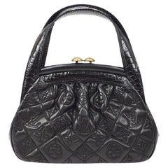 LOUIS VUITTON Schwarze Monogrammierte exotische Mini-Handtasche aus Leder mit Alligatormuster