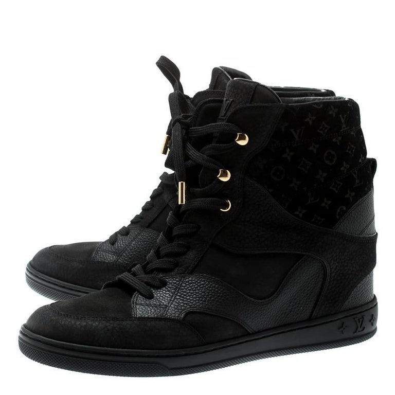 Monogram Cliff Louis Vuitton Black Monogram Leather Cliff Top Lace Up Sneakers Size 39 ...