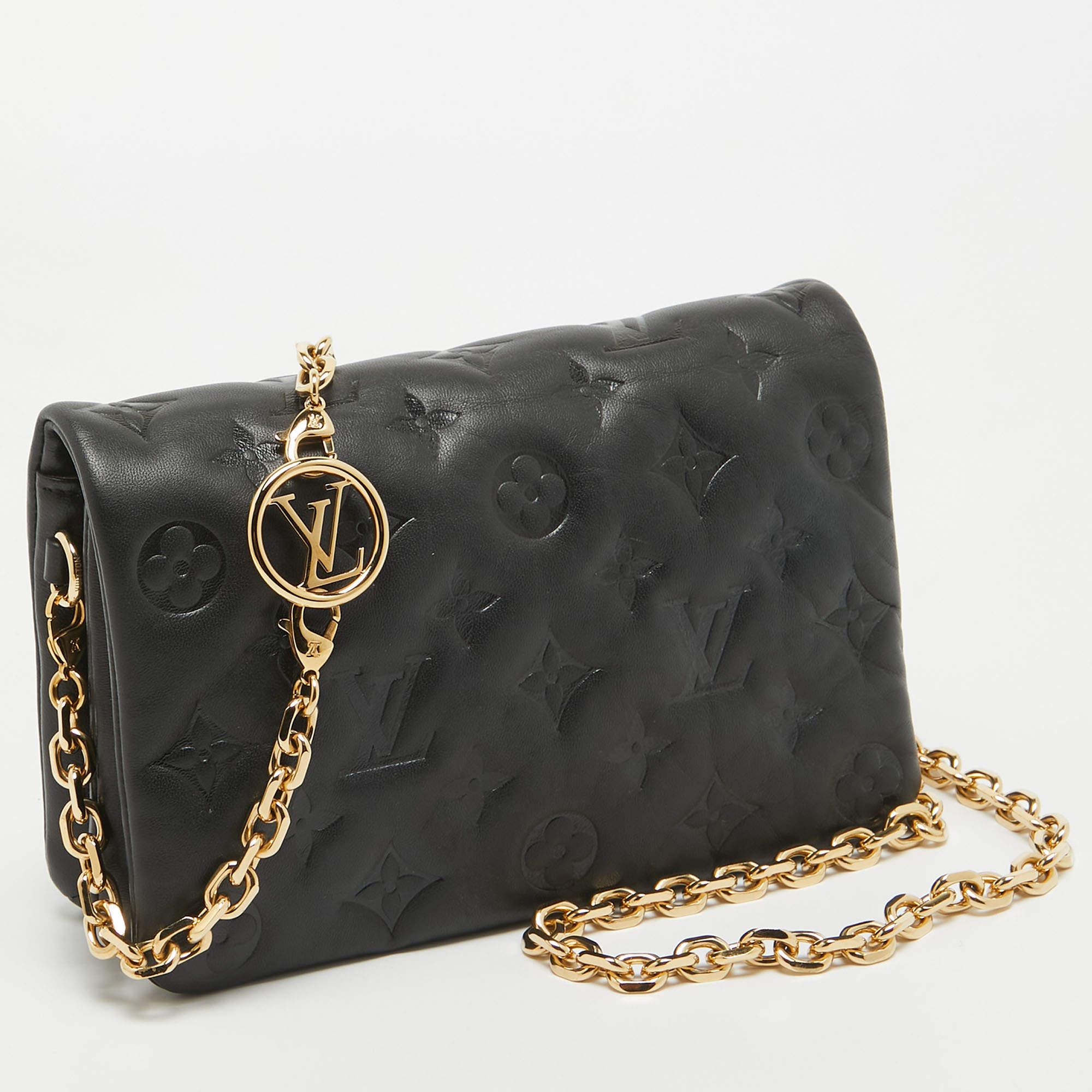 Louis Vuitton Black Monogram Leather Coussin Pochette Bag In Excellent Condition In Dubai, Al Qouz 2