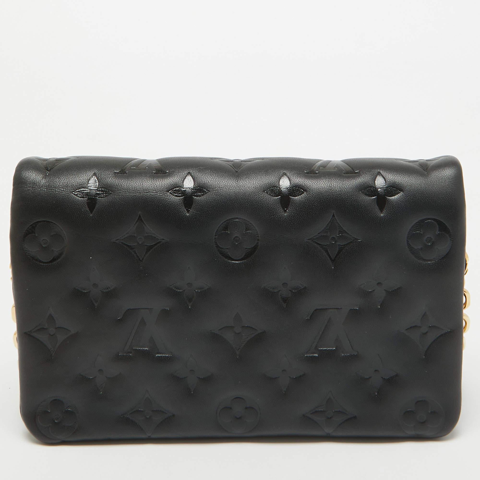 Women's Louis Vuitton Black Monogram Leather Coussin Pochette Bag