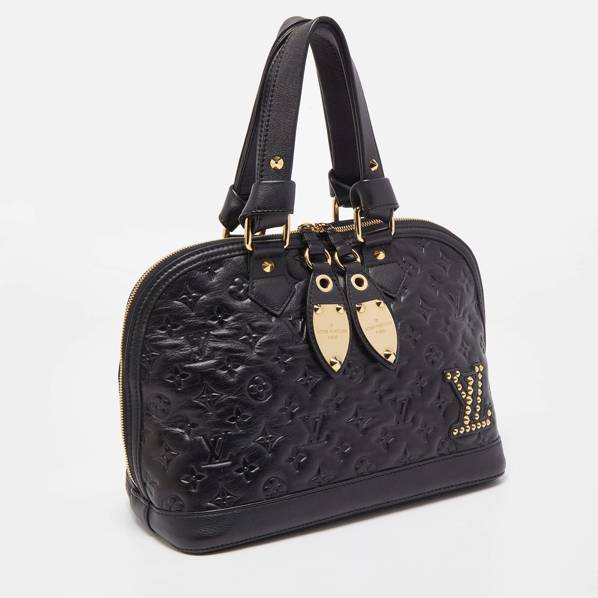 Women's Louis Vuitton Black Monogram Leather Double Jeu Neo Alma Bag