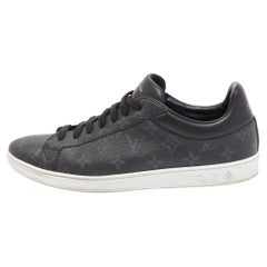 Louis Vuitton Black Monogram Leather Eclipse Frontrow Low Top Sneakers Size 43.5