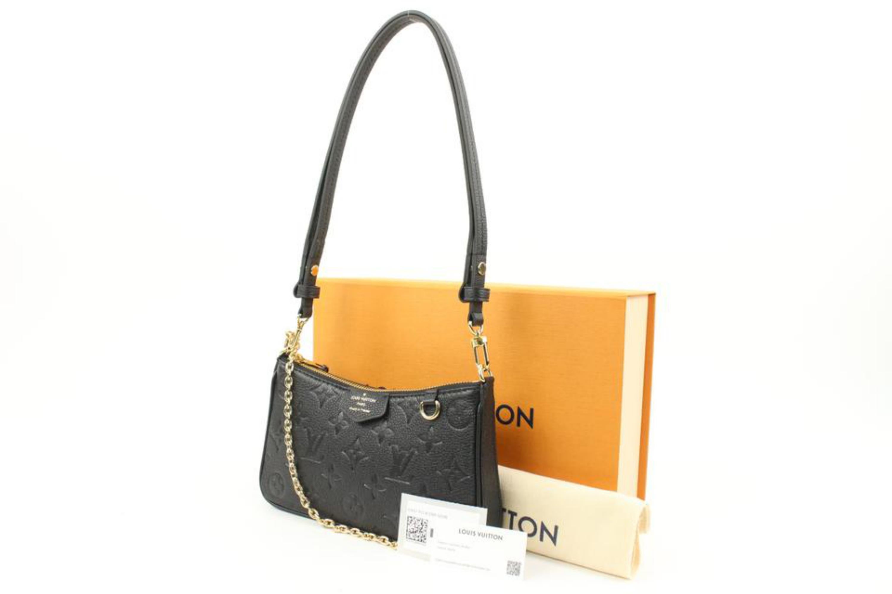Louis Vuitton Black Monogram Leather Empreinte Easy Pouch on Strap Crossbody 120lv16
Date Code/Serial Number: Rfid Chip
Made In: France
Measurements: Length:  8