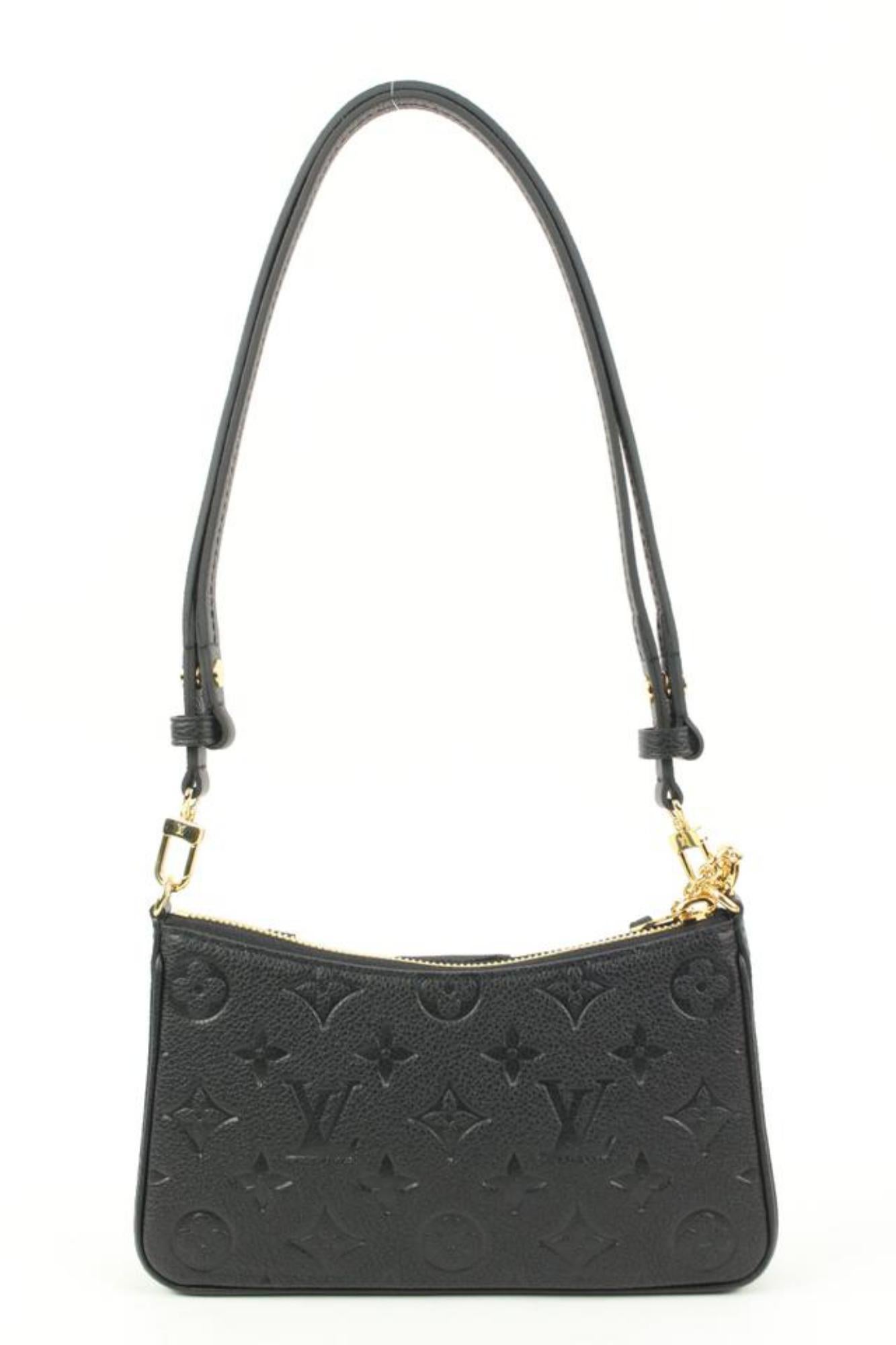 Women's Louis Vuitton Black Monogram Leather Empreinte Easy Pouch on Strap Crossbody 