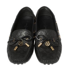 Louis Vuitton Black Monogram Leather Gloria Flat Loafers Size 37