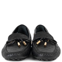 LOUIS VUITTON black Monogram Leather GLORIA Loafers Shoes 37