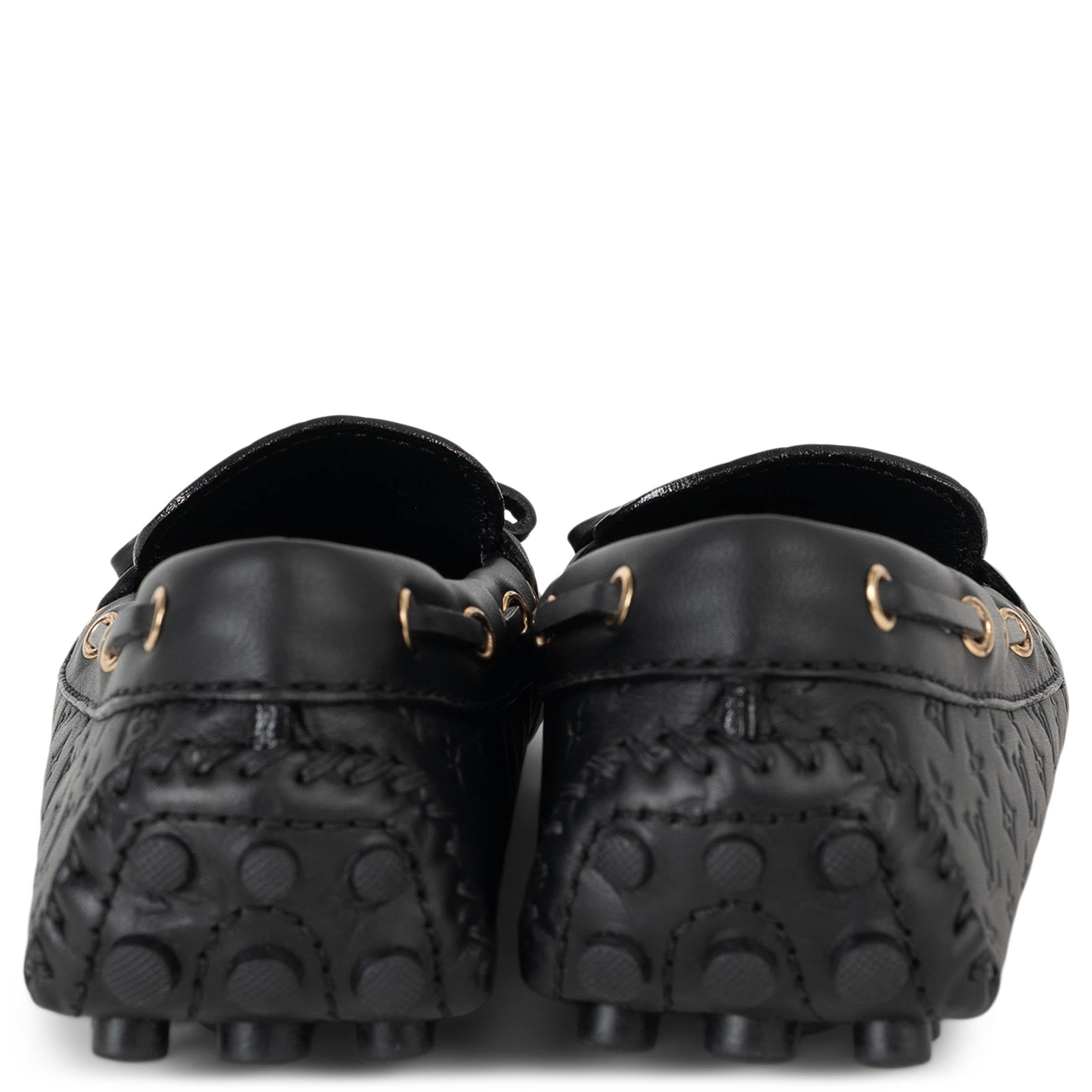 LOUIS VUITTON negro Monograma Cuero GLORIA Mocasines Zapatos 37 en Excelente estado para la venta en Zürich, CH