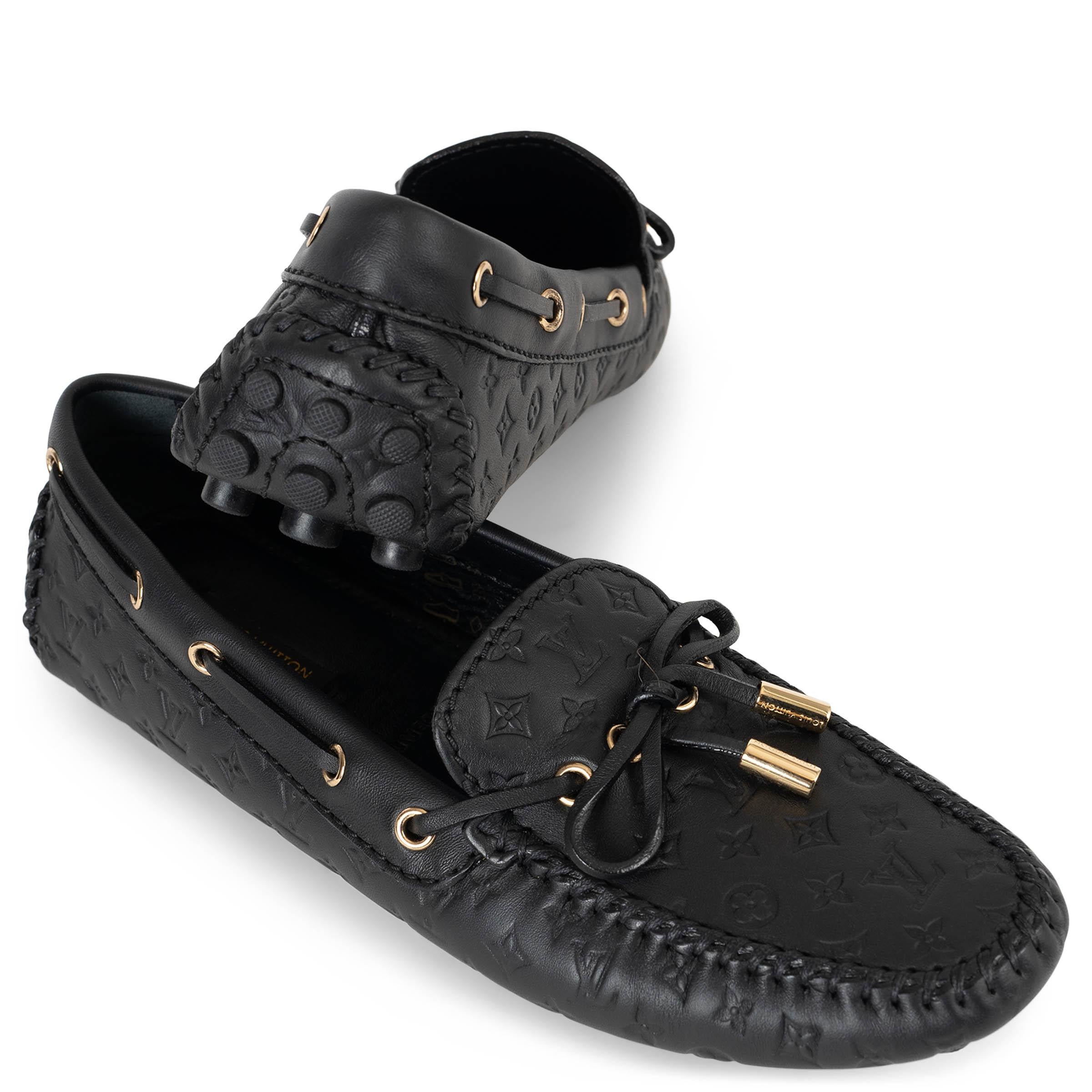 LOUIS VUITTON negro Monograma Cuero GLORIA Mocasines Zapatos 37 en venta 1