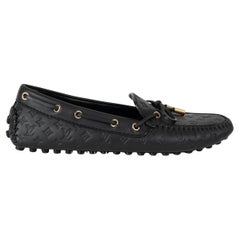 LOUIS VUITTON black Monogram Leather GLORIA Loafers Shoes 37