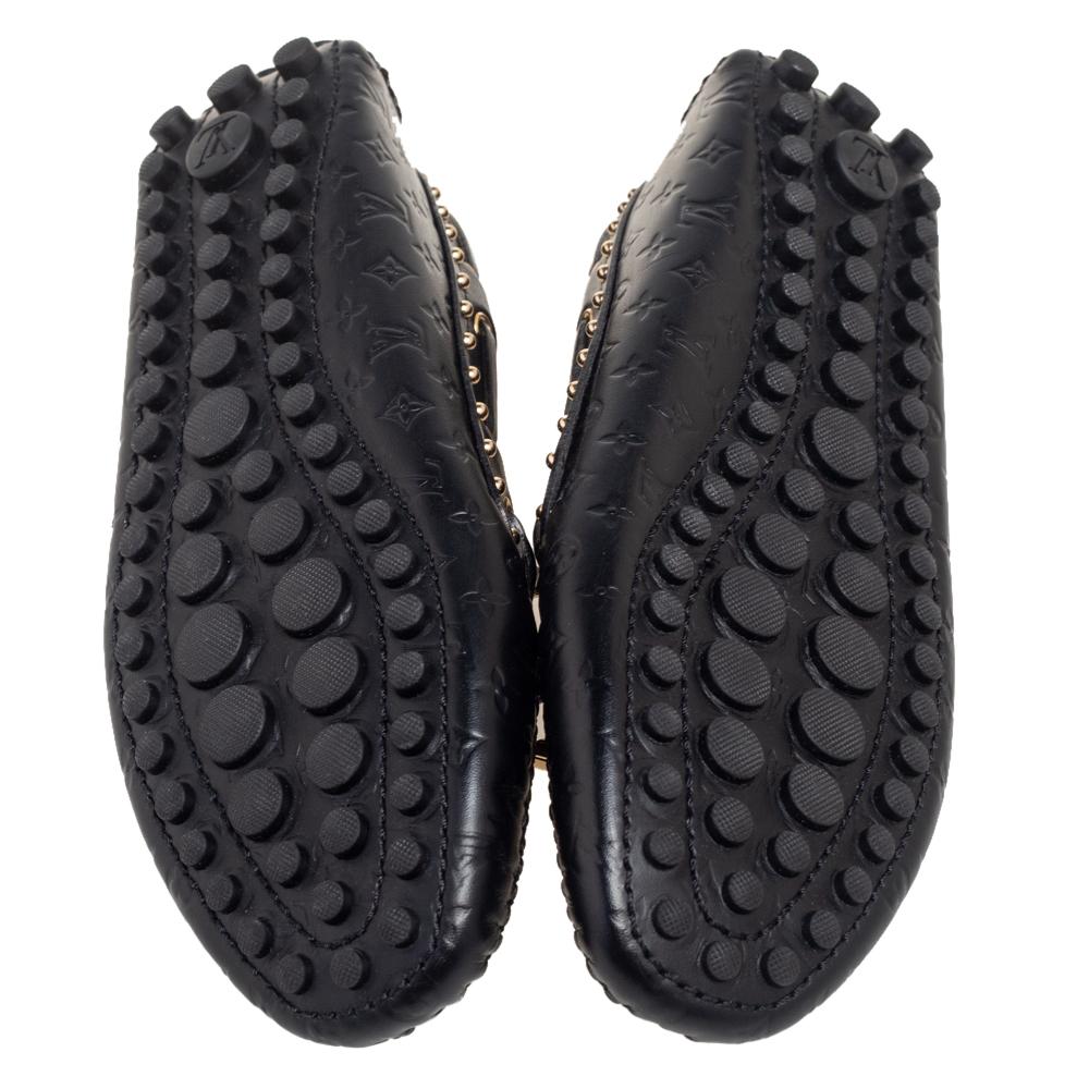 Louis Vuitton Black Monogram Leather Gloria Loafers Size 36 In Excellent Condition In Dubai, Al Qouz 2