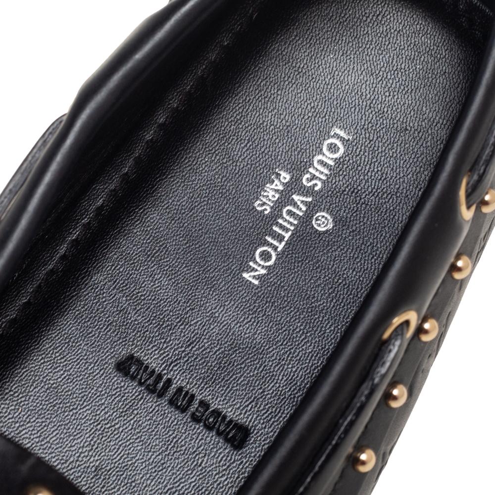 Women's Louis Vuitton Black Monogram Leather Gloria Loafers Size 36