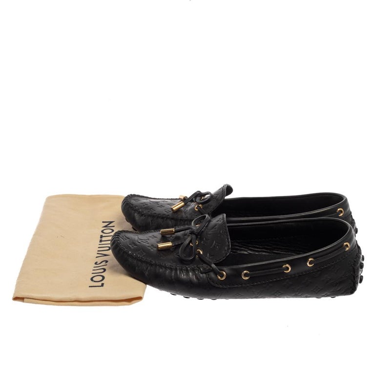 Louis Vuitton Black Monogram Leather Gloria Flat Loafers Size 37