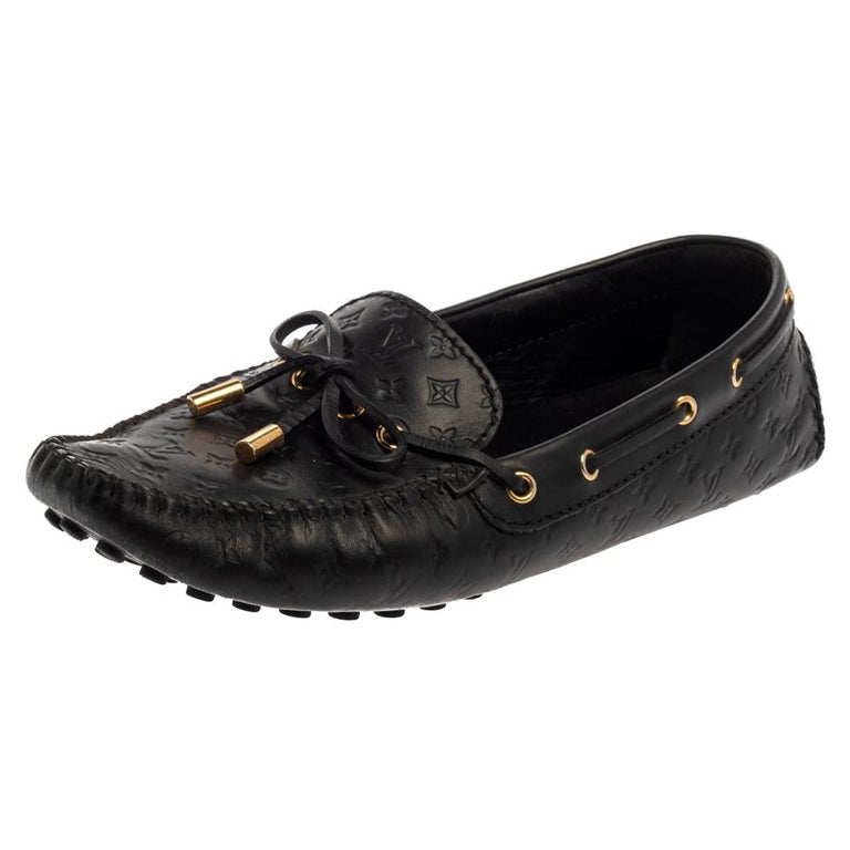 Louis Vuitton Black Monogram Leather Gloria Loafers Size 38.5 at 1stDibs