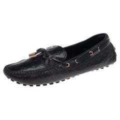 Louis Vuitton Black Monogram Leather Gloria Loafers Size 38.5