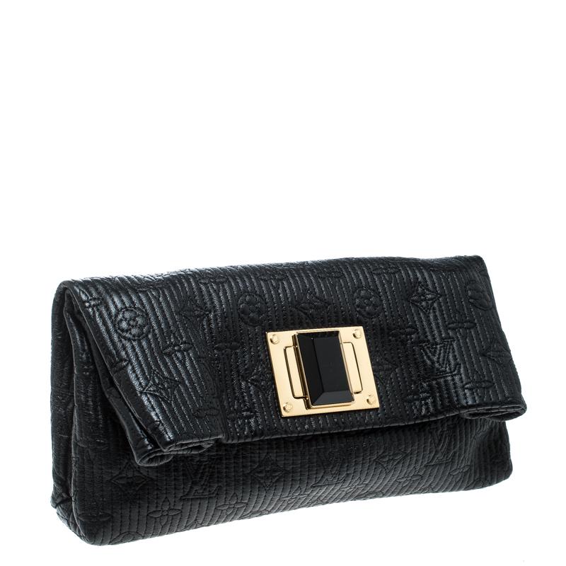Women's Louis Vuitton Black Monogram Leather Limited Edition Altair Clutch