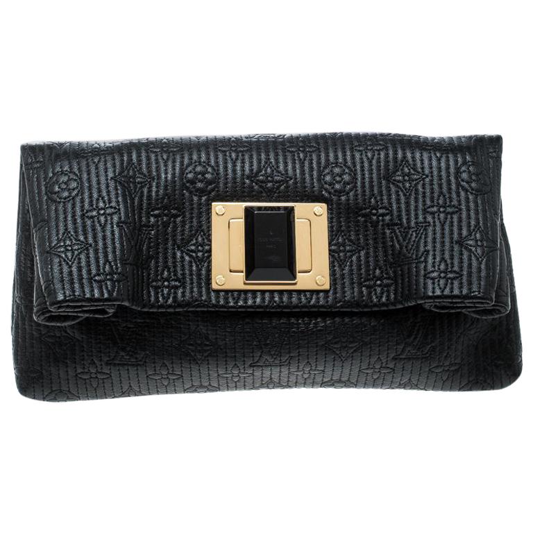 Louis Vuitton Black Monogram Leather Limited Edition Altair Clutch For Sale at 1stdibs