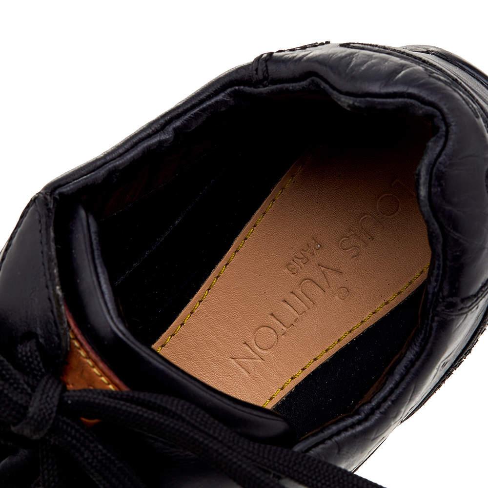 Men's Louis Vuitton Black Monogram Leather Low Top Sneakers Size 41 For Sale