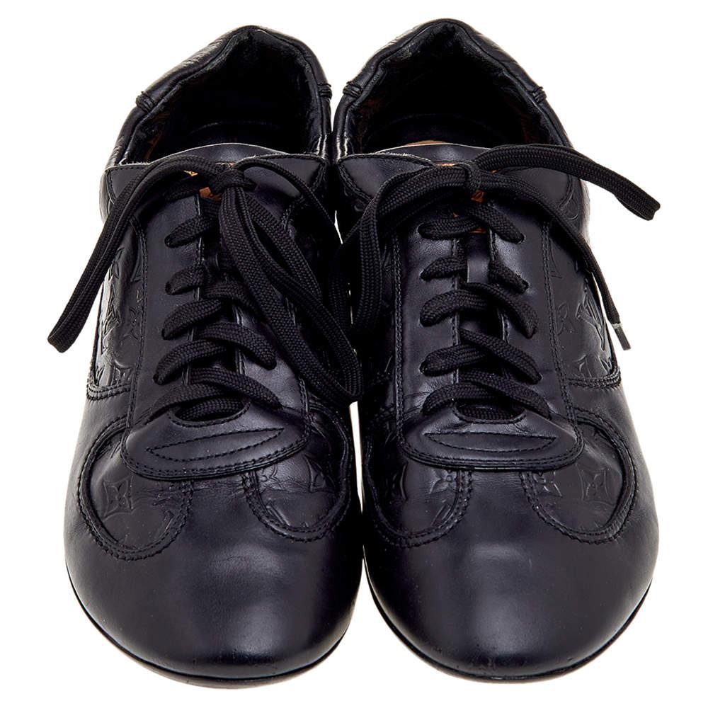 Louis Vuitton Black Monogram Leather Low Top Sneakers Size 41 For Sale 1