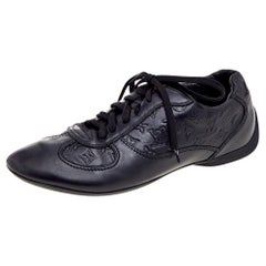 Louis Vuitton Black Monogram Leather Low Top Sneakers Size 41
