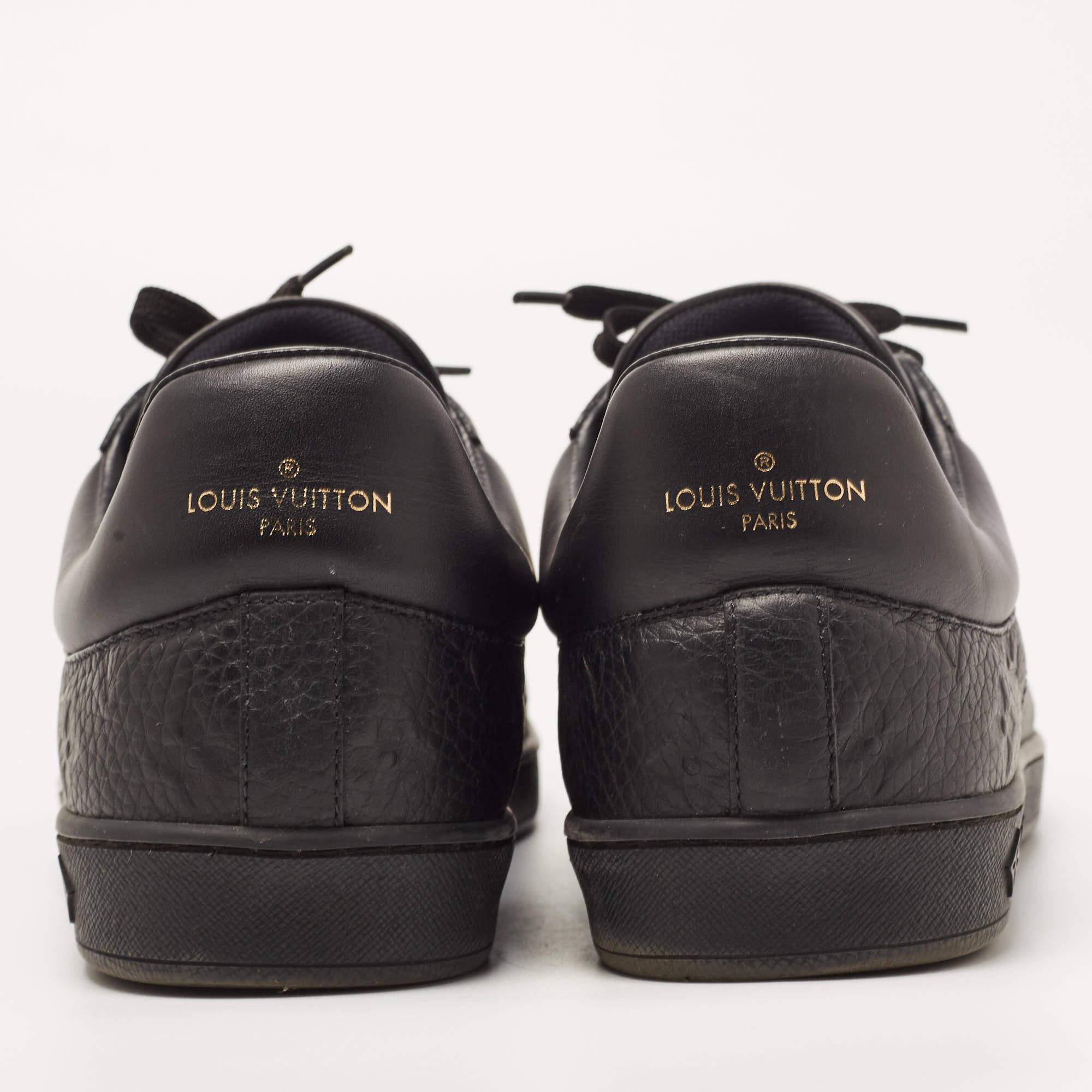 Men's Louis Vuitton Black Monogram Leather Luxembourg Sneakers Size 43