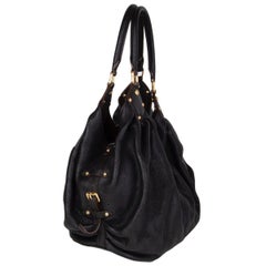 LOUIS VUITTON schwarz Monogramm Leder MAHINA L Hobo Umhängetasche