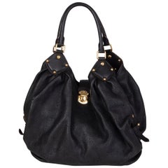 LOUIS VUITTON black Monogram leather MAHINA L Hobo Shoulder Bag