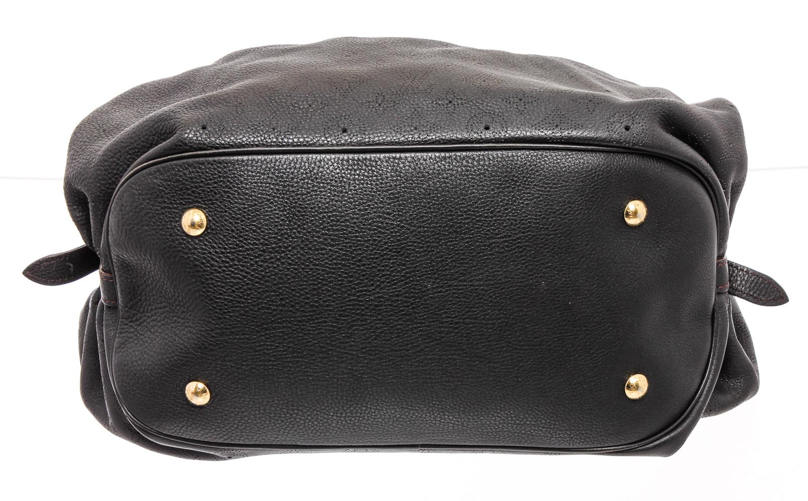 Women's Louis Vuitton Black Monogram Leather Mahina XL Hobo Bag