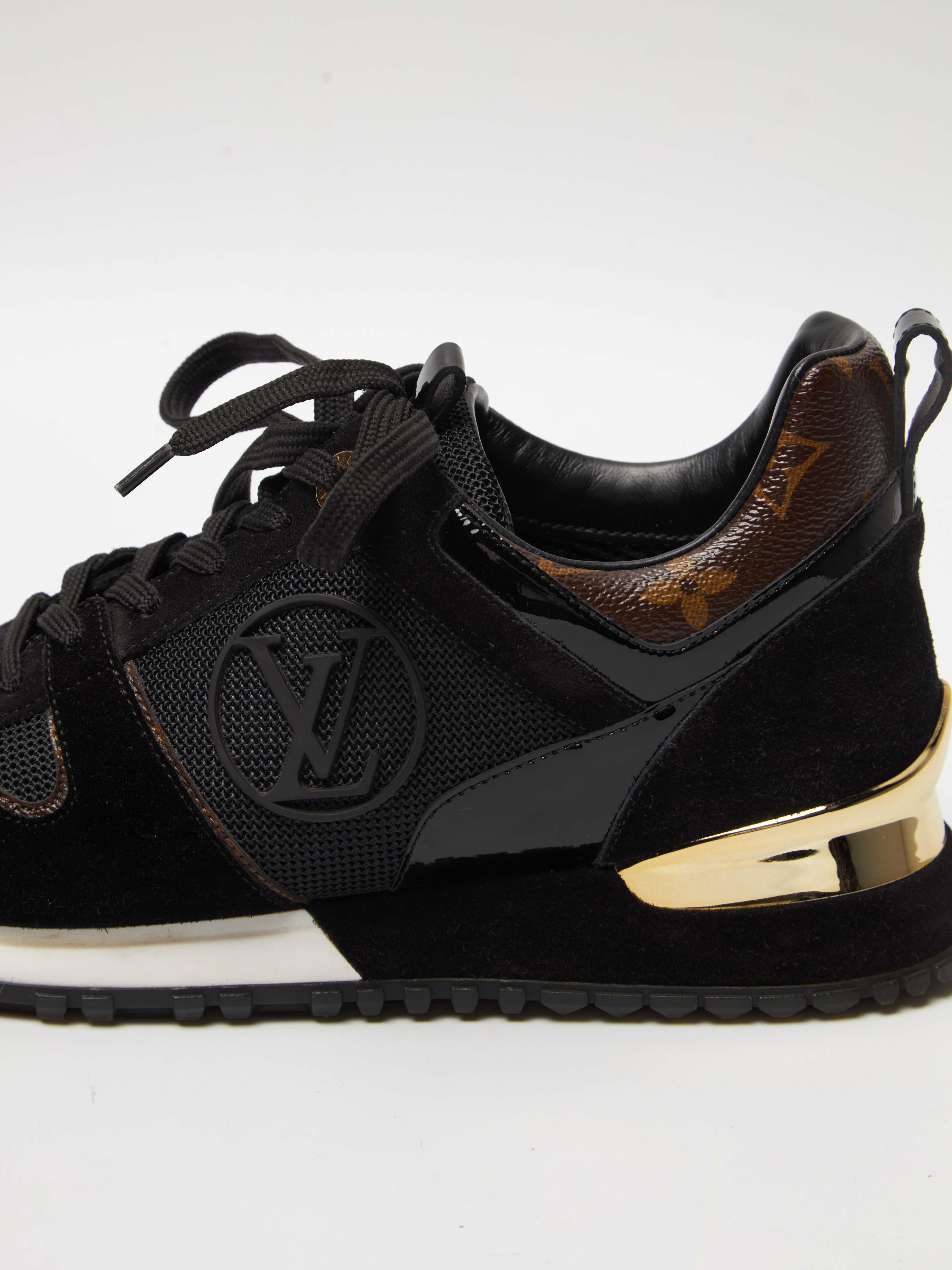 Women's Louis Vuitton  Black Monogram Leather Sneakers  For Sale