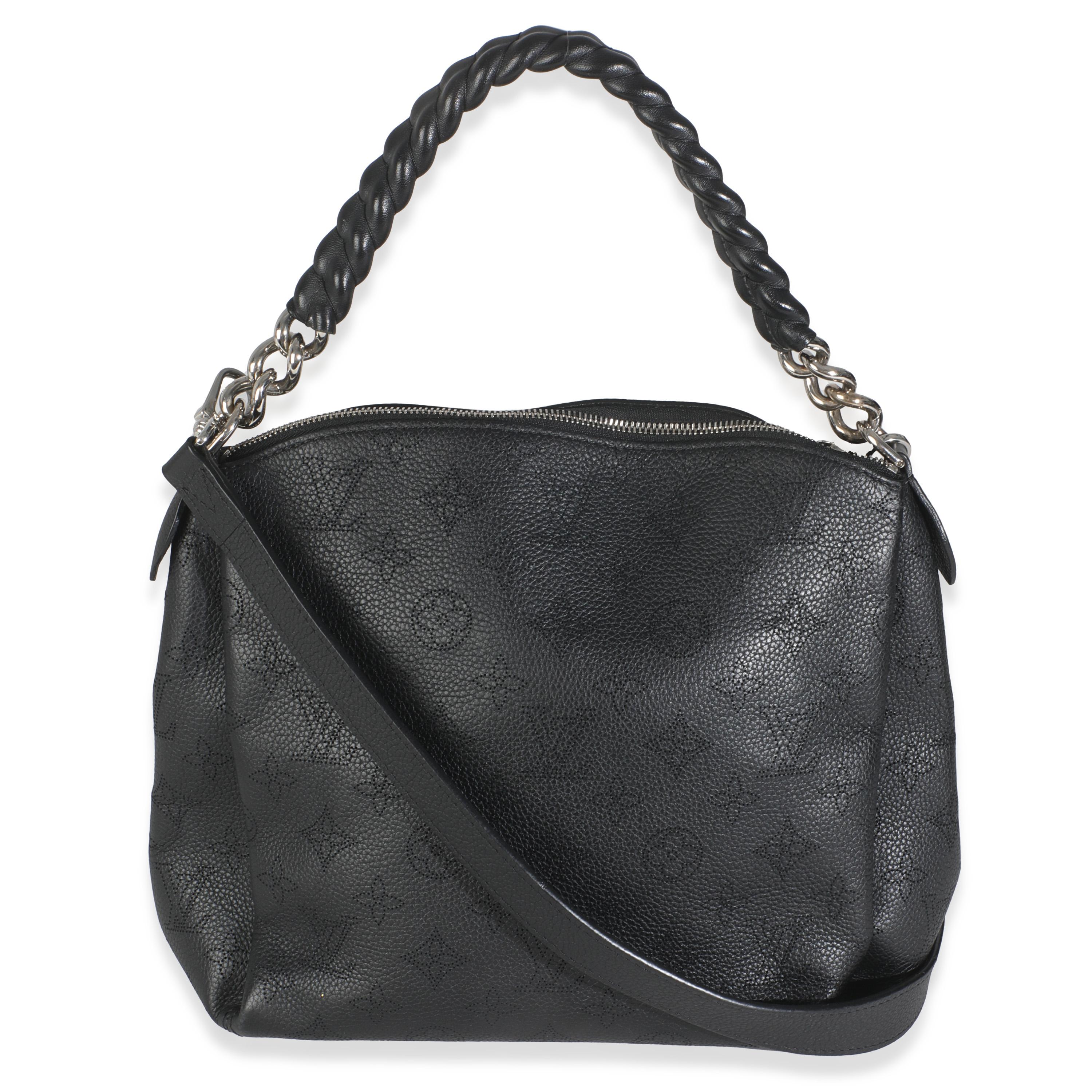 Listing Title: Louis Vuitton Black Monogram Mahina Babylone BB
SKU: 145734
Condition: Pre-owned 
Handbag Condition: Very Good
Condition Comments: Item is in very good condition with minor signs of wear.  Minor corner scuffing. Mild scratching along