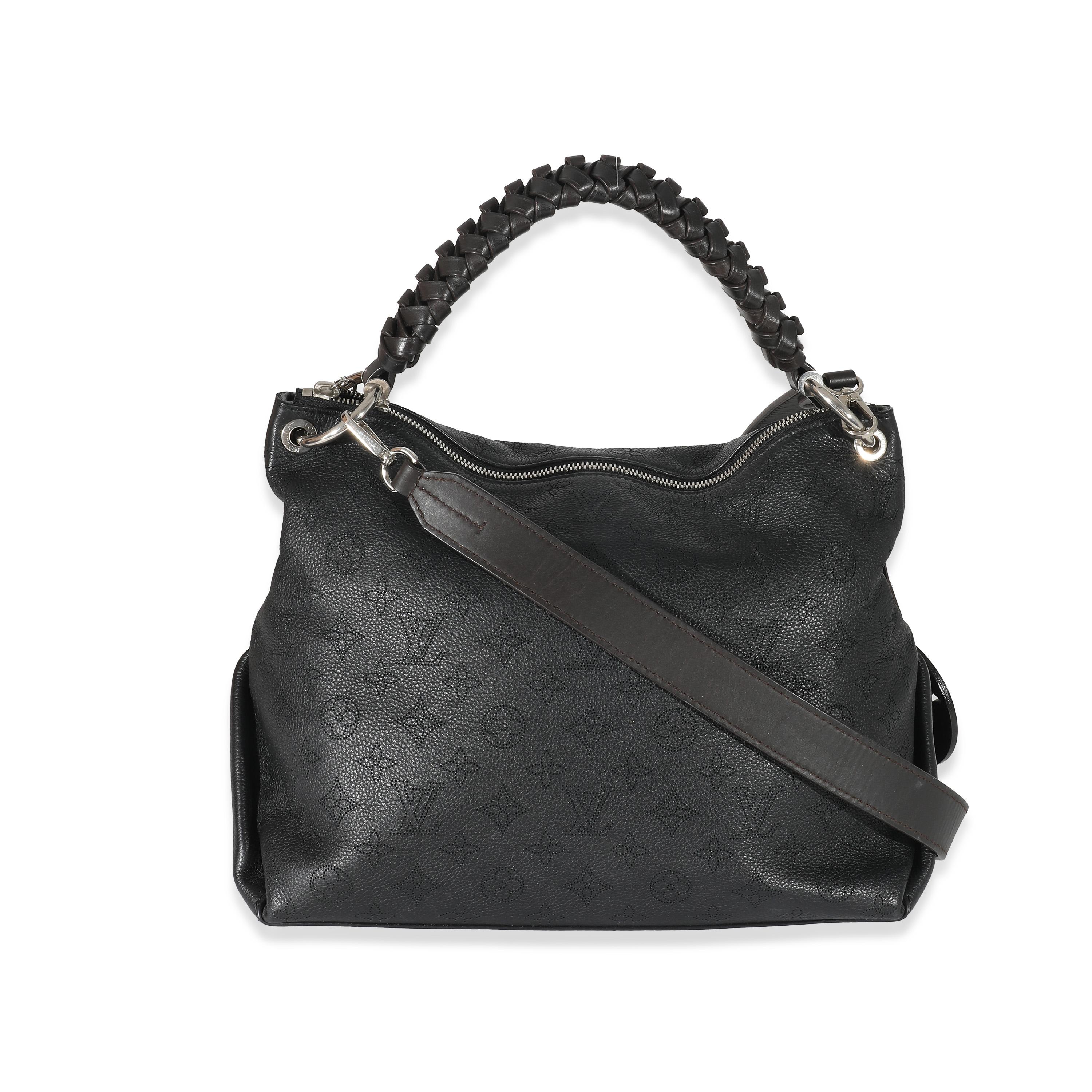 Louis Vuitton Black Monogram Mahina Beaubourg Hobo MM In Excellent Condition In New York, NY