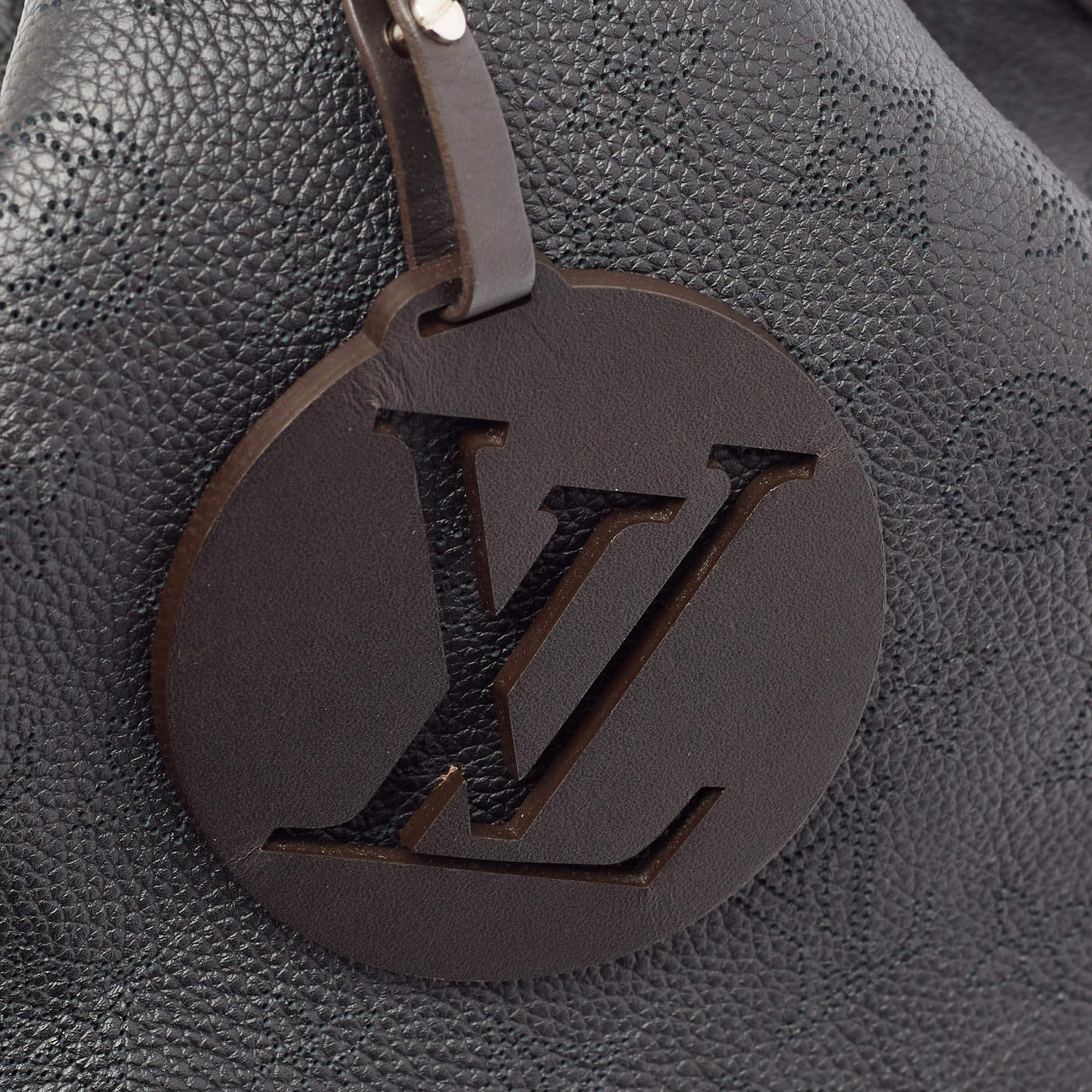 Louis Vuitton Black Monogram Mahina Leather Carmel Hobo 2